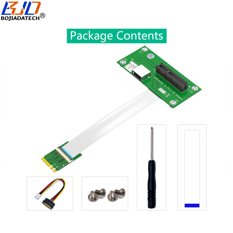 PCI-E 4X Slot & USB 2.0 Connector To NGFF M.2 Key A+E Adapter Riser Card + Magnetic Pad With High Speed FPC Cable