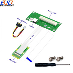 PCI-E 8X Slot &amp; USB2.0 Connector To Mini PCI-E Adapter Riser Card Magnetic Pad With High Speed FPC Cable Vertical Installation