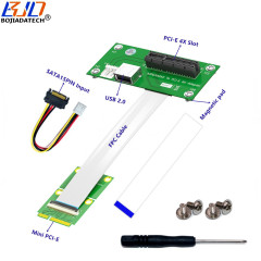 PCI-E X4 Slot &amp; USB 2.0 Connector To Mini PCI-E Adapter Riser Card Magnetic Pad With High Speed FPC Cable Vertical Installation