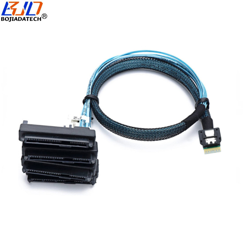 Slimline SAS4.0 SFF-8654 4i To 4 x SFF-8482 29PIN SATA 15PIN Connector Server Hard Disk Target Extension Cable 0.5M 1M