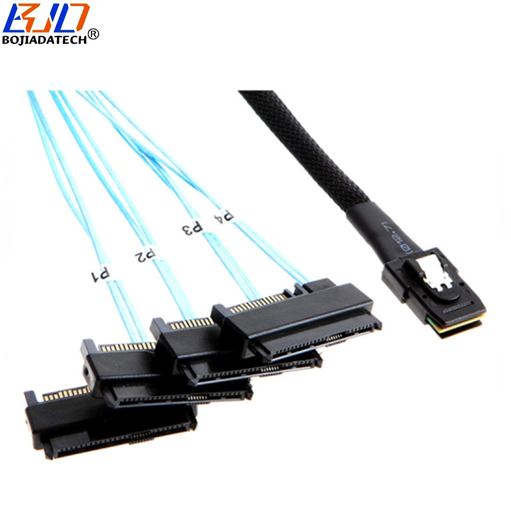 Mini SAS SFF-8087 Host 1 To 4 x SFF-8482 29PIN Connector Hard Disk Drive Data Extension Cable 6Gbps 0.5M 1M