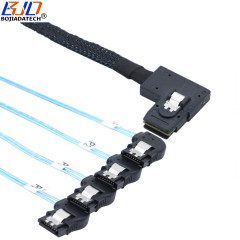 Mini SAS SFF-8087 90 Degree to 4 x SATA 3.0 7Pin Right Angle Connector Hard Disk Drive Data Extension Cable 6Gbps 50CM 100CM
