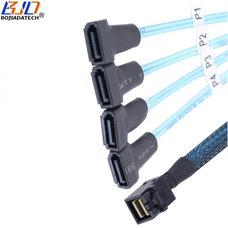 Mini Sas SFF-8643 Host 1 to 4 SATA 3.0 Female Connector Server Hard Disk Drive Data Extension Cable 6Gbps 0.5M 1M
