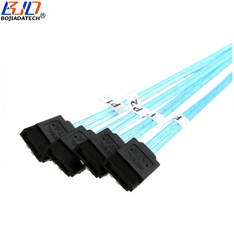 Mini SAS SFF-8087 36Pin Right Angle Host 1 to 4 SATA 3.0 Connector Target Hard Disk Data Extension Cable 6Gbps 50CM 100CM