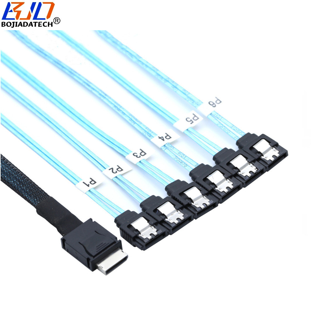 PCIE Oculink SFF-8611 4i Header 1 to 6 SATA 3.0 Connector Hard Disk Drive Target Data Extension Cable 6Gbps 0.5M 1M