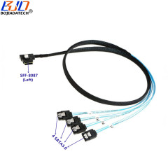 Mini SAS SFF-8087 36Pin Right Angle Host 1 to 4 SATA 3.0 Connector Target Hard Disk Data Extension Cable 6Gbps 50CM 100CM