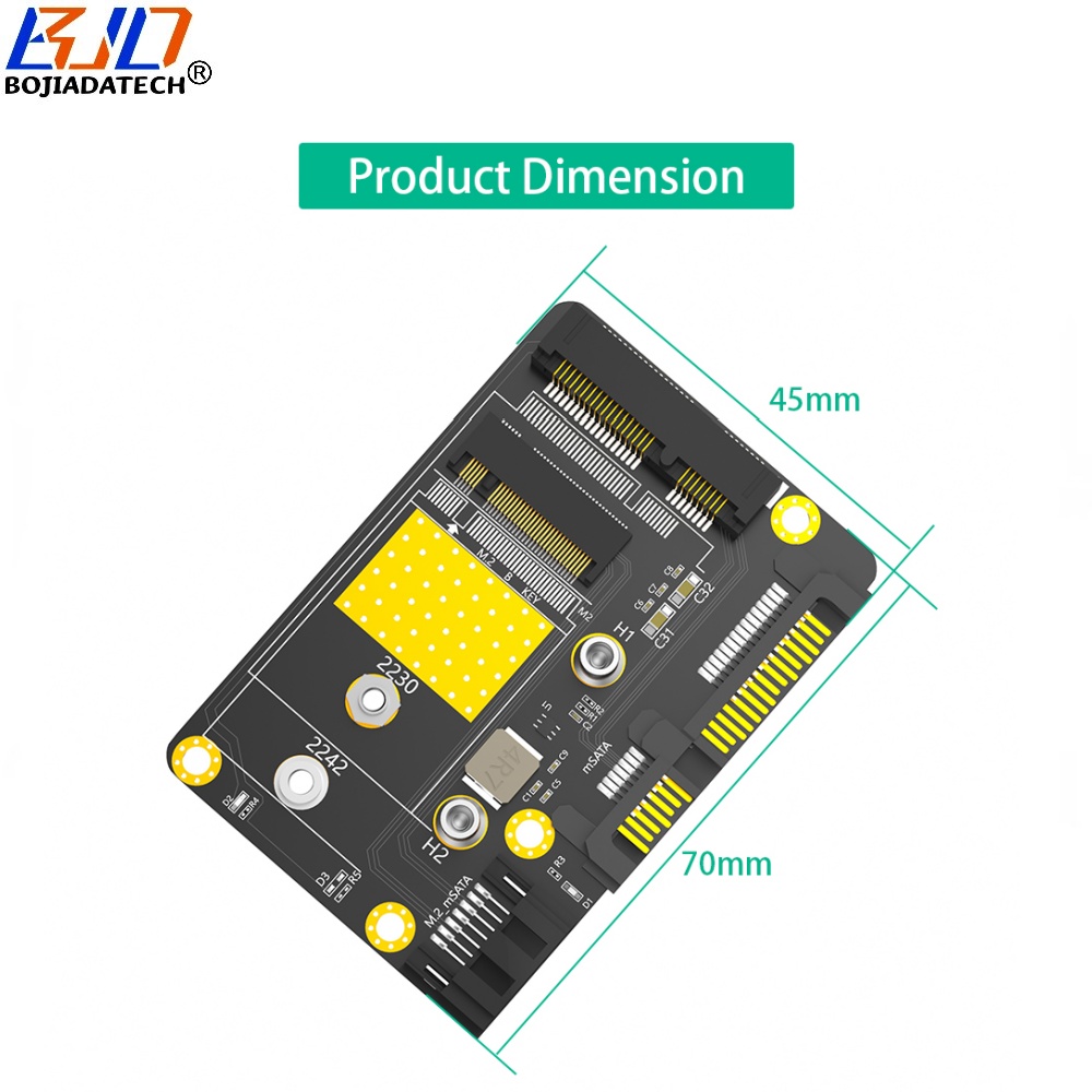 SATA 3.0 22PIN to NGFF M.2 B-Key & MSATA SSD Converter Adapter Card Support 2230 2242 & Full / Half Size MSATA SSD