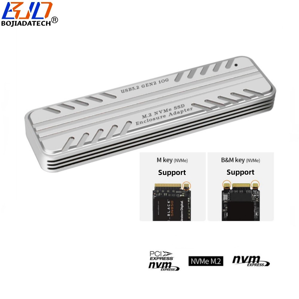 10Gbps NGFF M.2 M-Key Slot to USB 3.2 TYPE-C Connector Adapter Aluminium 2280 M2 NVME SSD Enclosure Case JMS583