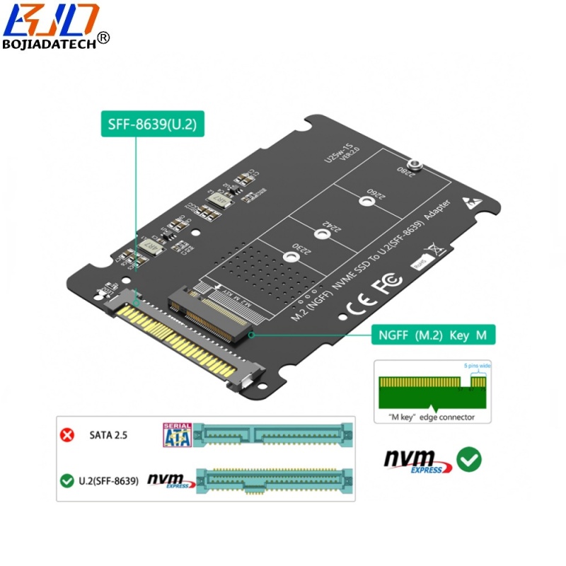 U.2 SFF-8639 U2 Connector to NGFF M.2 Key-M Key B+M PCI-E NVME Converter Adapter SSD Enclosure Case Aluminum Shell