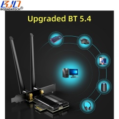 8774Mbps WIFI 7 BT5.4 MU-MIMO PCI-E 1X Wireless Network Card Dual Antennas BE200 2.4Ghz 5Ghz 6GHz 802.11ax 802.11ac