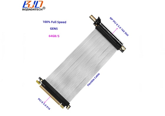 90 Degree PCI-E 5.0 16X to X16 GEN5 GPU Riser Extension Cable 0.2M 0.3M 0.4M 0.5M 0.6M for RTX5080 RTX5090D RX9070XT A100 H100