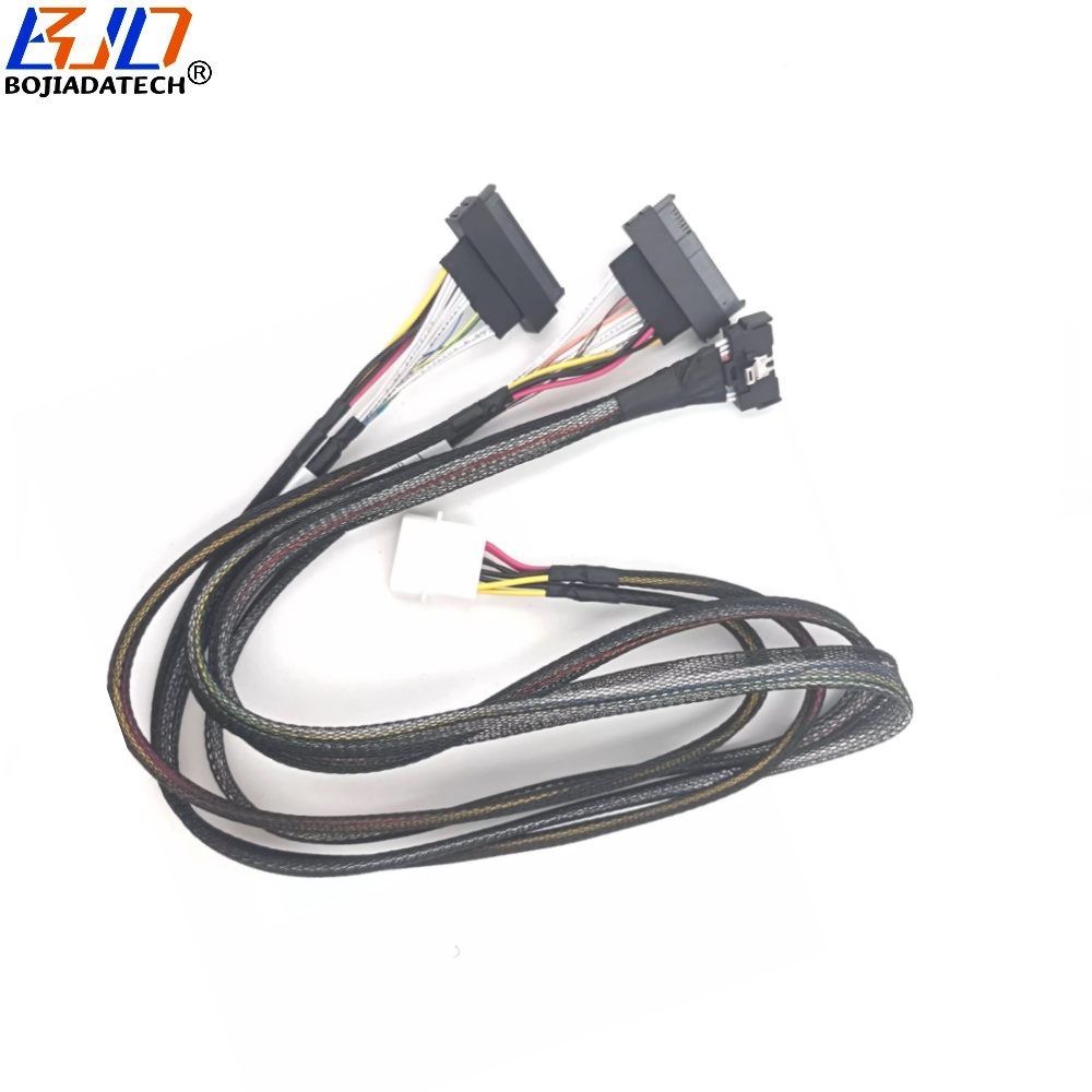 PCI-E 5.0 MCIO 8x 8i 74PIN Host to 2 * SFF-8639 U.2 Molex 4PIN Power Data Extension Cable 0.5M 0.8M for U2 NVME SSD