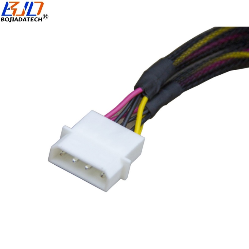 PCI-E 5.0 MCIO 8x 8i 74PIN Host to 2 * SFF-8639 U.2 Molex 4PIN Power Data Extension Cable 0.5M 0.8M for U2 NVME SSD