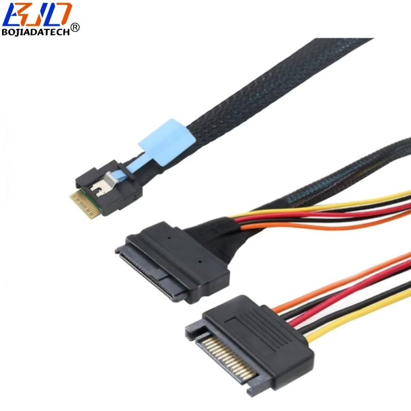 Factory Wholesale Anti-slip Insert Slimline SFF-8654 4i to SFF-8639 U.2 Data Extension Cable 0.5M 0.8M 1M for U2 NVME SSD