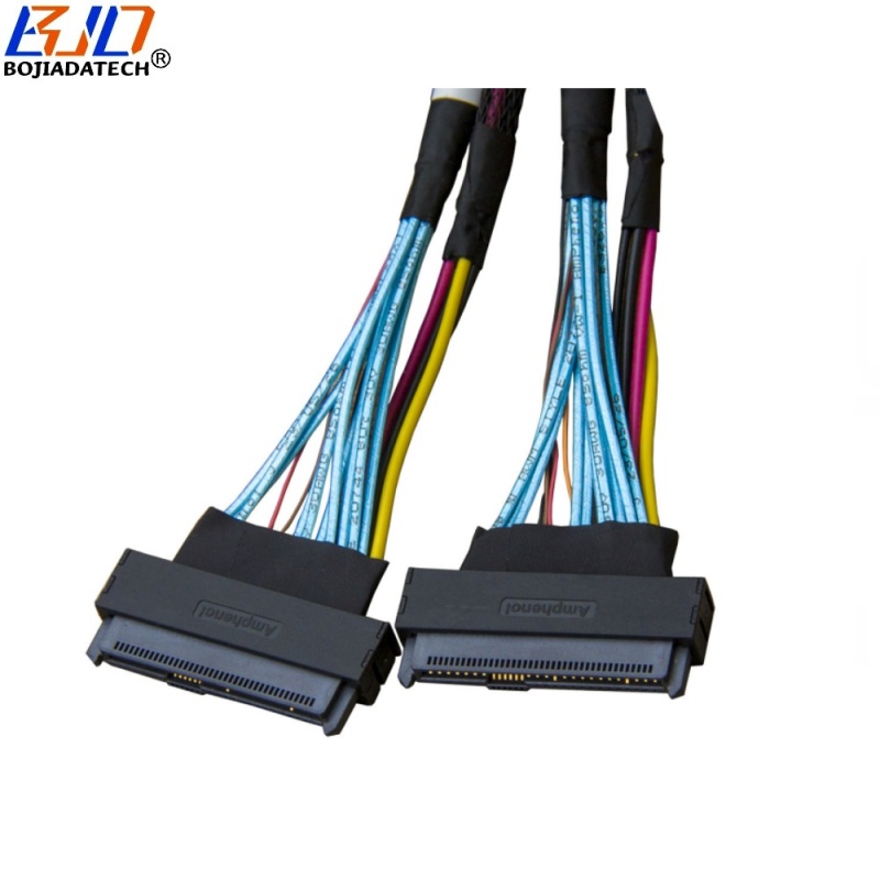 PCI-E 5.0 MCIO 8x 8i 74PIN Host to 2 * SFF-8639 U.2 Molex 4PIN Power Data Extension Cable 0.5M 0.8M for U2 NVME SSD