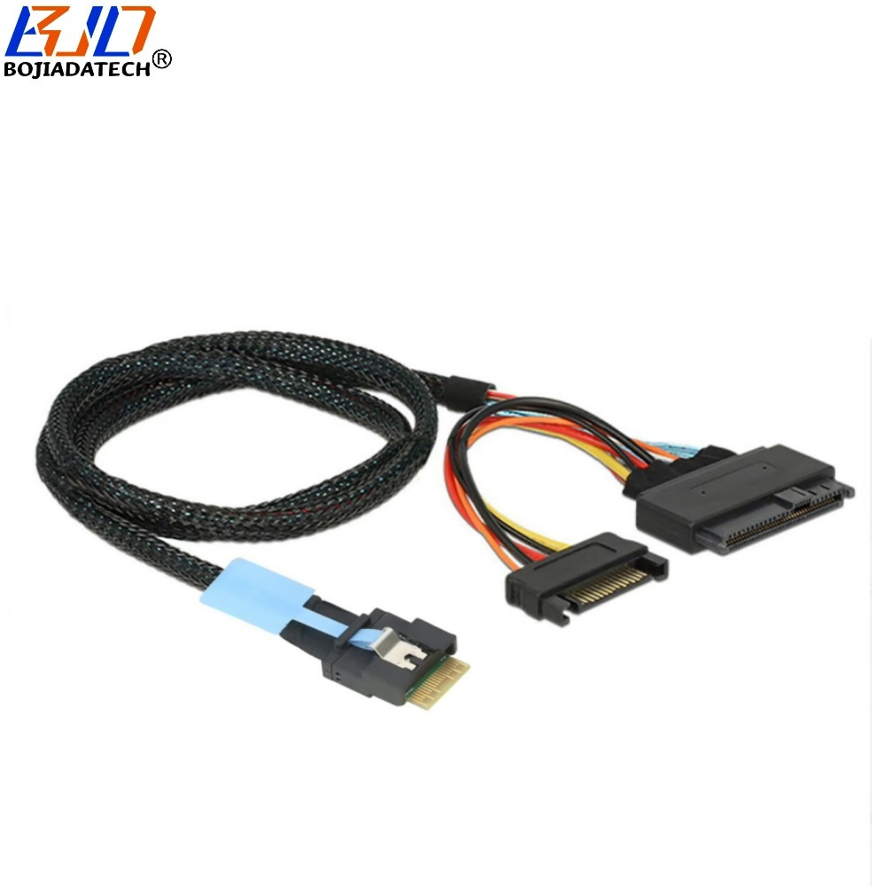Factory Wholesale Anti-slip Insert Slimline SFF-8654 4i to SFF-8639 U.2 Data Extension Cable 0.5M 0.8M 1M for U2 NVME SSD