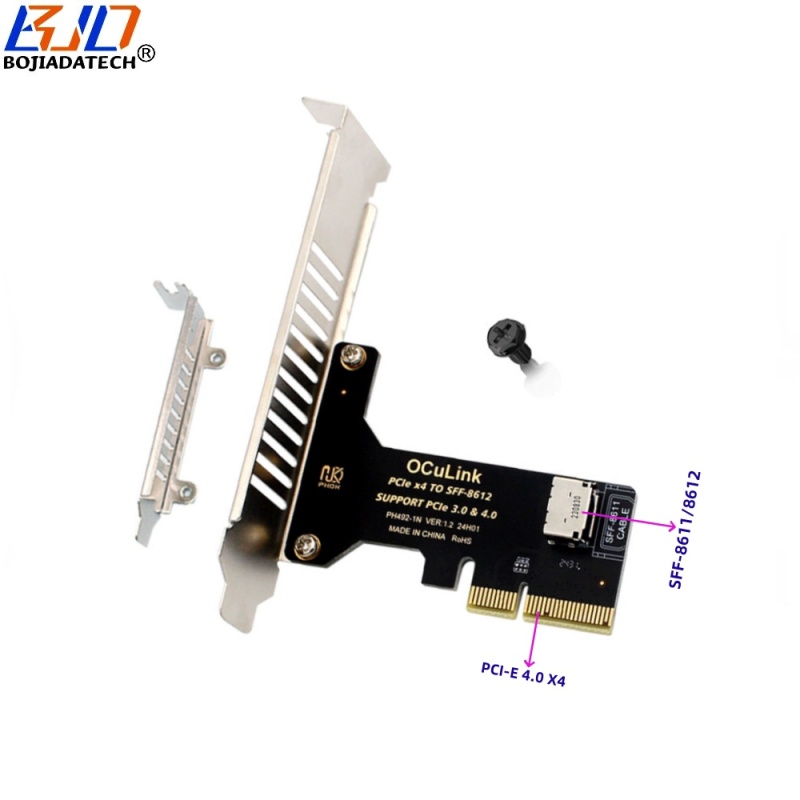 Oculink SFF-8612 SFF-8611 Connector to PCI Express 4X PCI-E 4.0 X4 Adapter Riser Card for U2 NVME SSD