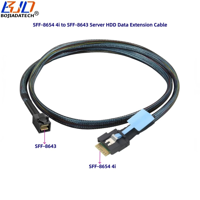 PCI-E 4.0 SlimLine SFF-8654 4i to Mini SAS SFF-8643 Server Hard Disk Drive Data Extension Cable 50CM 100CM