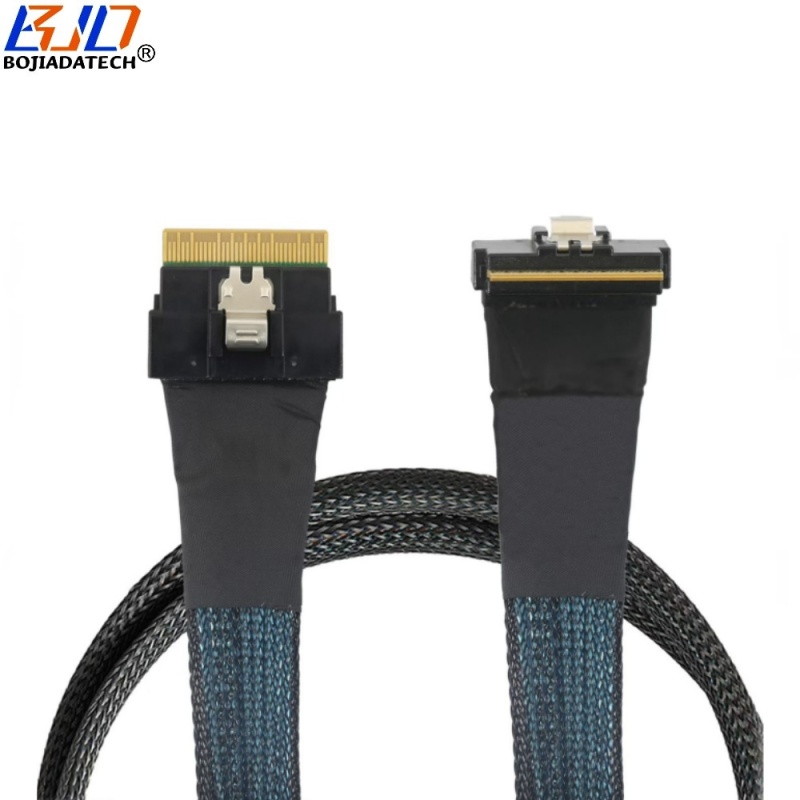 PCI-E 4.0 Slimline SFF-8654 8i 90 Degree to Straight Server Data Extension Cable 0.5M 1M