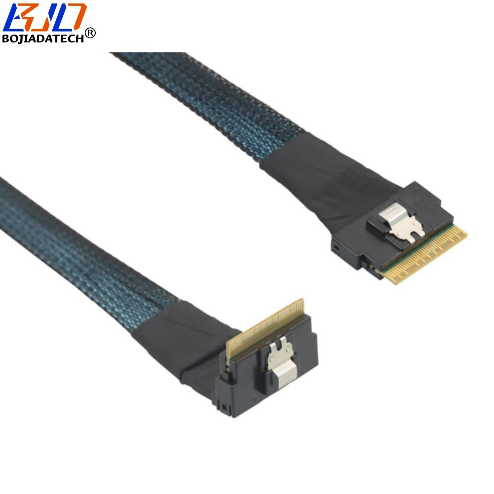 PCI-E 4.0 Slimline SFF-8654 8i 90 Degree to Straight Server Data Extension Cable 0.5M 1M