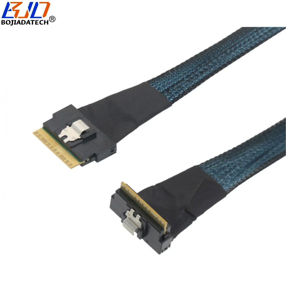PCI-E 4.0 Slimline SFF-8654 8i 90 Degree to Straight Server Data Extension Cable 0.5M 1M