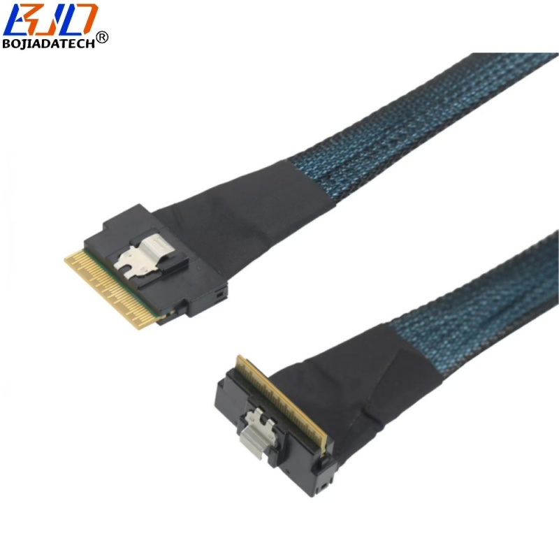 PCI-E 4.0 Slimline SFF-8654 8i 90 Degree to Straight Server Data Extension Cable 0.5M 1M
