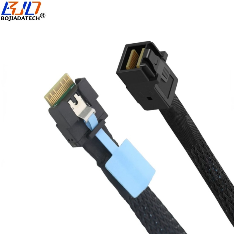 PCI-E 4.0 SlimLine SFF-8654 4i to Mini SAS SFF-8643 Server Hard Disk Drive Data Extension Cable 50CM 100CM