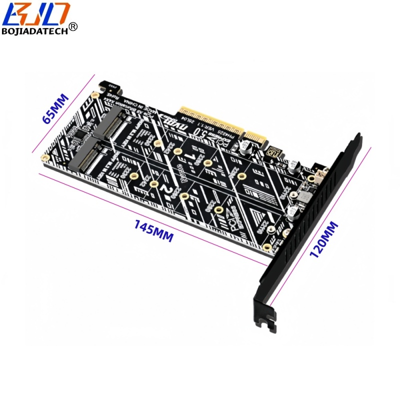 PCI Express GEN5 PCI-E 5.0 8X to Dual 2 NGFF M.2 M-Key Adapter Converter Card for 2280 22110 M2 NVME SSD