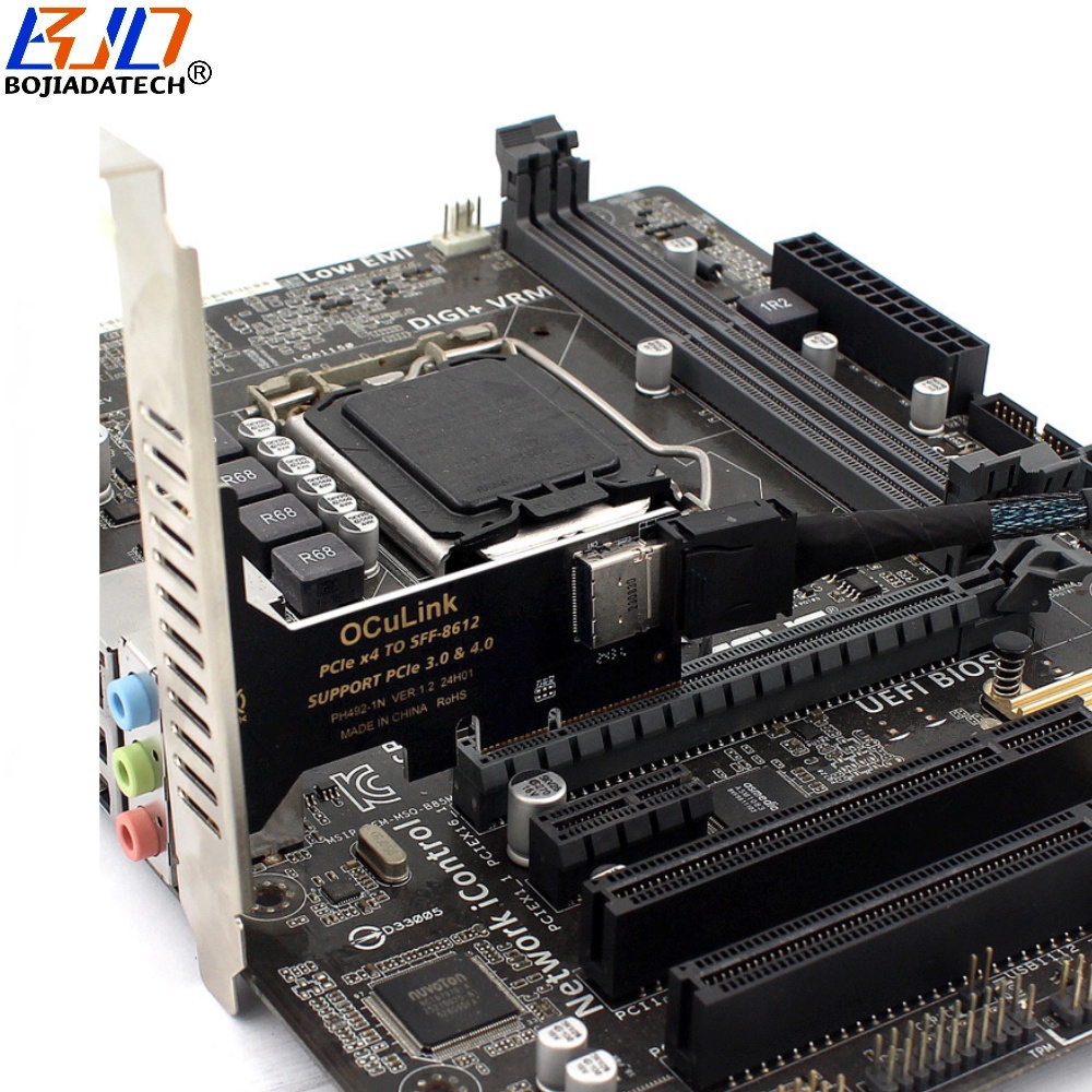 Oculink SFF-8612 SFF-8611 Connector to PCI Express 4X PCI-E 4.0 X4 Adapter Riser Card for U2 NVME SSD
