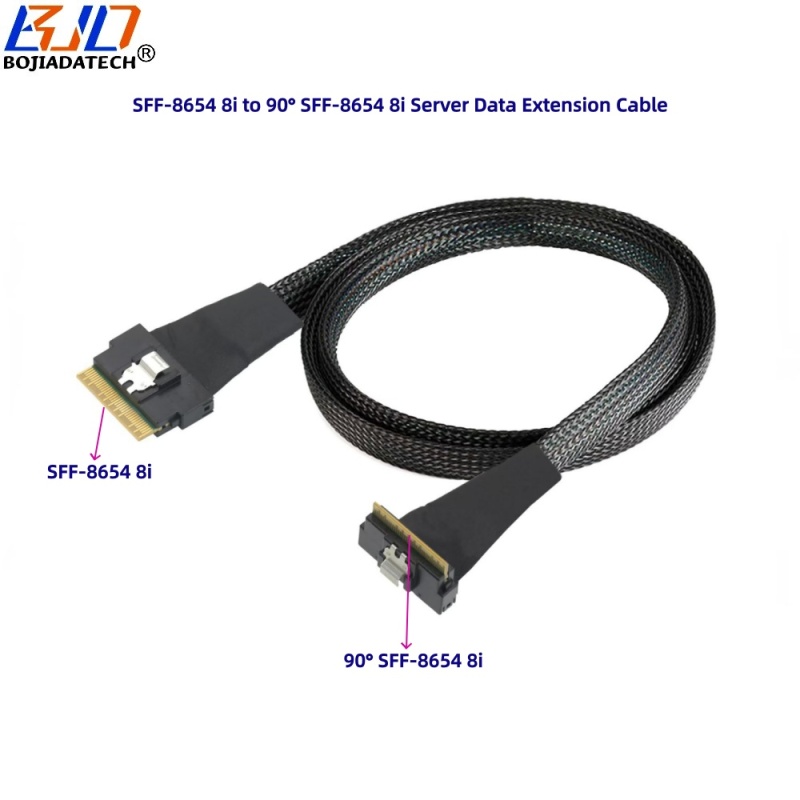 PCI-E 4.0 Slimline SFF-8654 8i 90 Degree to Straight Server Data Extension Cable 0.5M 1M