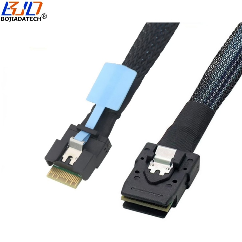 PCI-E 4.0 Slimline SFF-8654 4i to Mini SAS SFF-8087 Server Hard Disk Drive Data Extension Cable 50CM 100CM