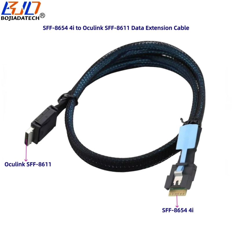 PCI-E 4.0 Slimline SFF-8654 4i to Oculink SFF-8611 Server Hard Disk Drive Data Extension Cable 0.5M 1M