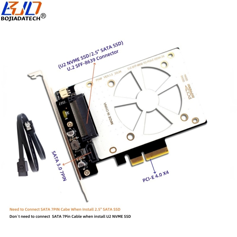 PCIe 4.0 X4 PCI-E 3.0 4X to U.2 SFF-8639 Connector Adapter Riser Card for U2 NVME SSD