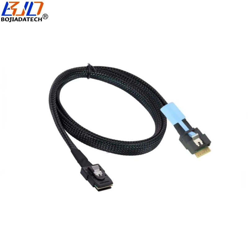 PCI-E 4.0 Slimline SFF-8654 4i to Mini SAS SFF-8087 Server Hard Disk Drive Data Extension Cable 50CM 100CM