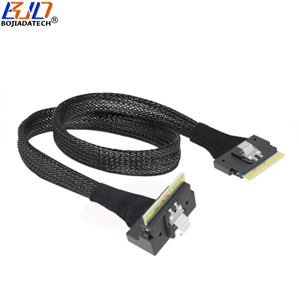 PCI-E 4.0 Slimline SFF-8654 8i 90 Degree to Straight Server Data Extension Cable 0.5M 1M