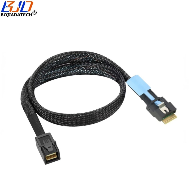 PCI-E 4.0 SlimLine SFF-8654 4i to Mini SAS SFF-8643 Server Hard Disk Drive Data Extension Cable 50CM 100CM