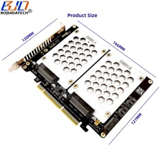 PCI-E 4.0 16X 8X to 2 * U.2 SFF-8639 Adapter Expansion Card for U2 NVME & 2.5" SATA SSD MB Supports PCIe X4X4 Bifurcation