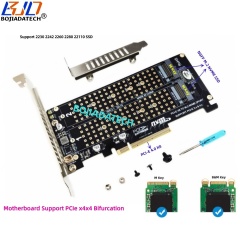 PCl-E 4.0 8X To 2 * NGFF M.2 M-Key 2280 M2 NVME SSD Adapter Expansion Card Motherboard Support PCIe x4x4 Bifurcation