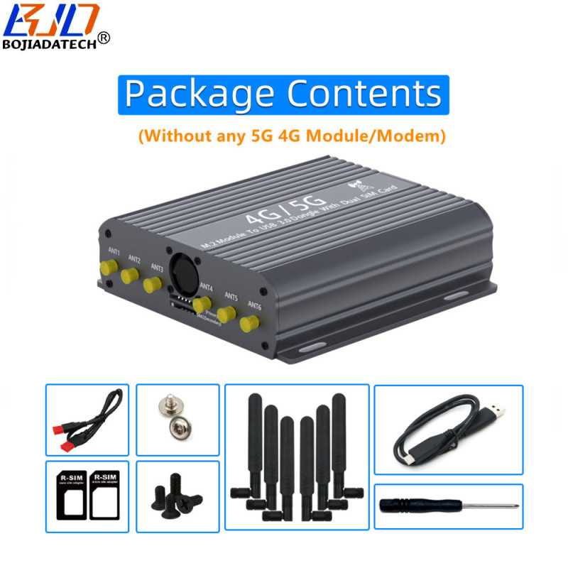 USB 3.0 Type-A To M.2 Key-B Wireless Adapter 2 SIM Card Slot 6 Antennas Protective Case With 2 Fans for 5G 4G LTE Module Modem
