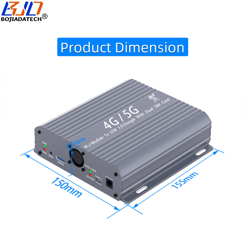 USB 3.0 Type-A To M.2 Key-B Wireless Adapter 2 SIM Card Slot 6 Antennas Protective Case With 2 Fans for 5G 4G LTE Module Modem