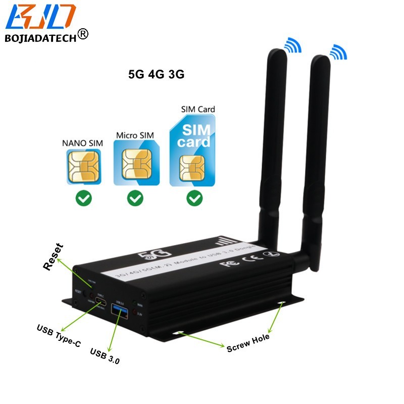 USB 3.0 Type-A to NGFF M.2 Key-B Wireless Adapter 1 SIM Card Slot Dual Antenna & Protection Case for 5G 4G LTE Module Modem