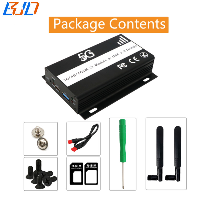 USB 3.0 Type-A to NGFF M.2 Key-B Wireless Adapter 1 SIM Card Slot Dual Antenna & Protection Case for 5G 4G LTE Module Modem