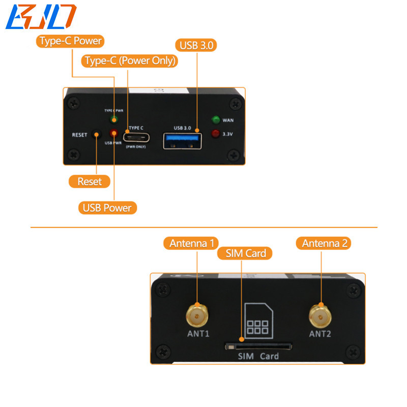 USB 3.0 Type-A to NGFF M.2 Key-B Wireless Adapter 1 SIM Card Slot Dual Antenna & Protection Case for 5G 4G LTE Module Modem