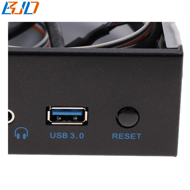 5.25" Desktop Front Panel With 2 USB 3.0 Type-A + 3.5MM HD Audio Earphone Port + Power Reset Button for PC Computer Case