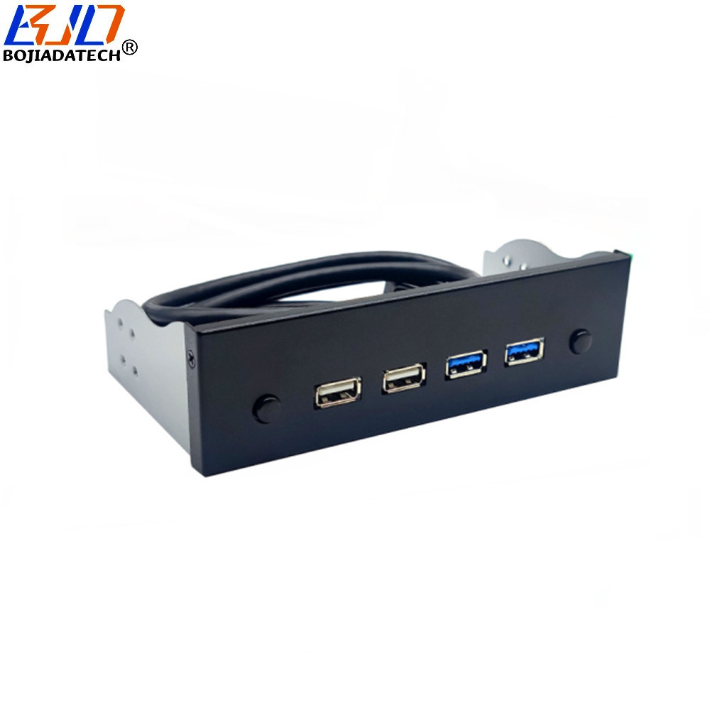5.25" Desktop Front Panel With 2 * USB 3.0 + 2 * USB 2.0 Type-A Connector + Power & Reset Button for PC Computer Case