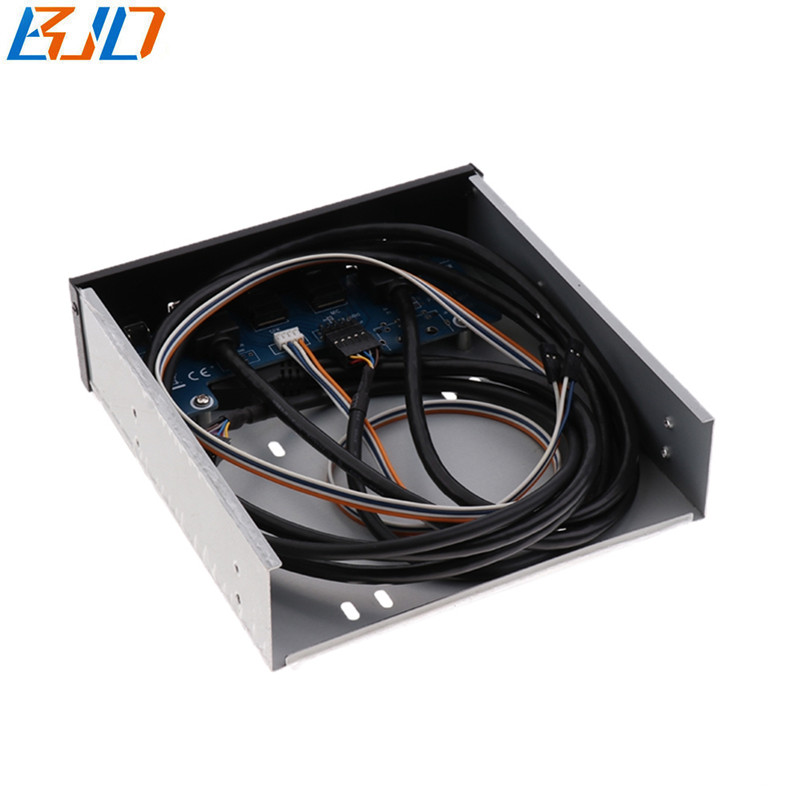 5.25" Desktop Front Panel With 2 USB 3.0 Type-A + 3.5MM HD Audio Earphone Port + Power Reset Button for PC Computer Case