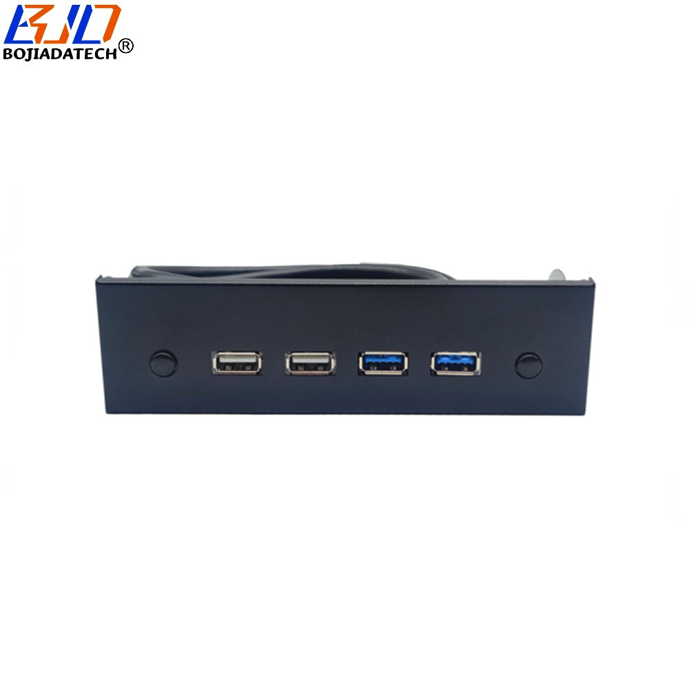 5.25" Desktop Front Panel With 2 * USB 3.0 + 2 * USB 2.0 Type-A Connector + Power & Reset Button for PC Computer Case