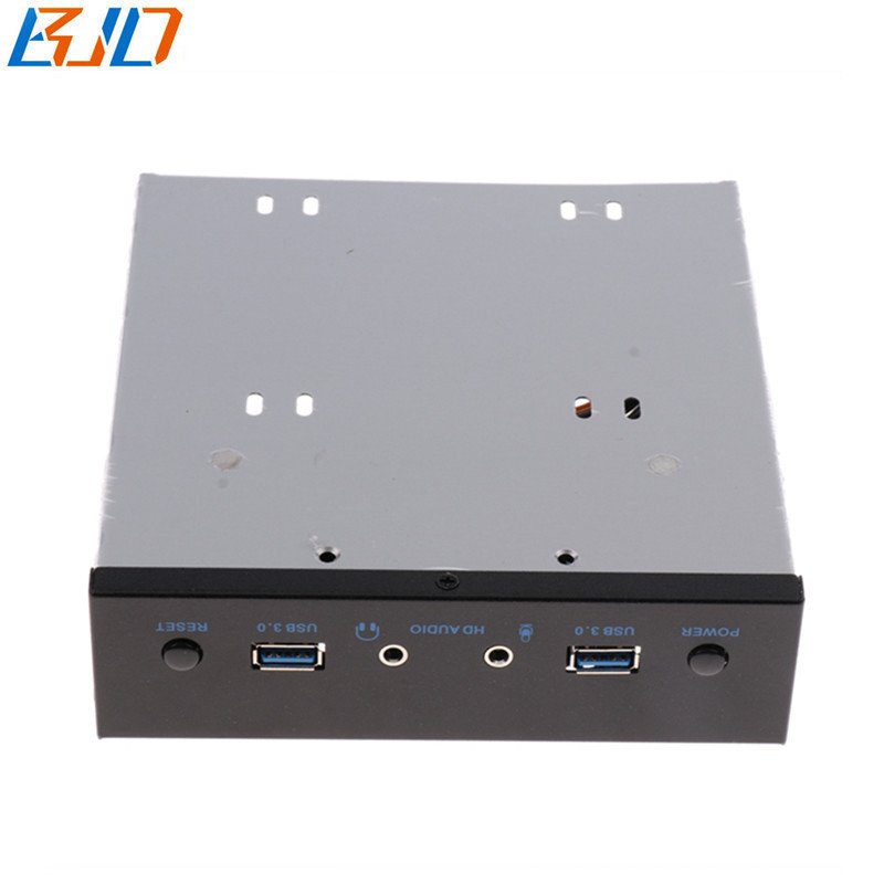 5.25" Desktop Front Panel With 2 USB 3.0 Type-A + 3.5MM HD Audio Earphone Port + Power Reset Button for PC Computer Case