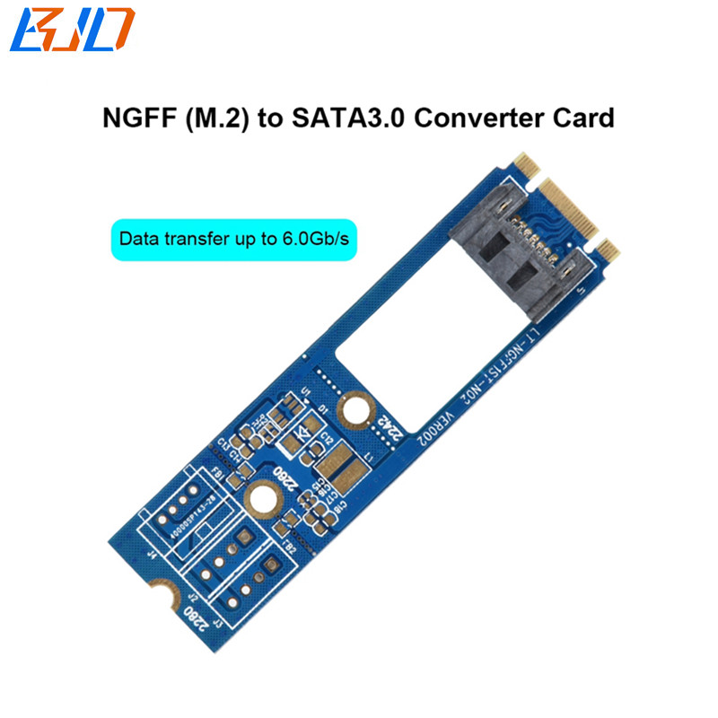 M.2 NGFF B+M Interface to SATA 3.0 7Pin Adapter Riser Card Horizontal for 2.5" 3.5" Hard Disk Drive 5.25" Optical Drive