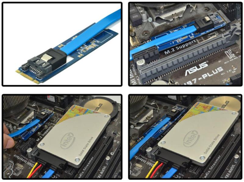 M.2 NGFF B+M Interface to SATA 3.0 7Pin Adapter Riser Card Horizontal for 2.5" 3.5" Hard Disk Drive 5.25" Optical Drive